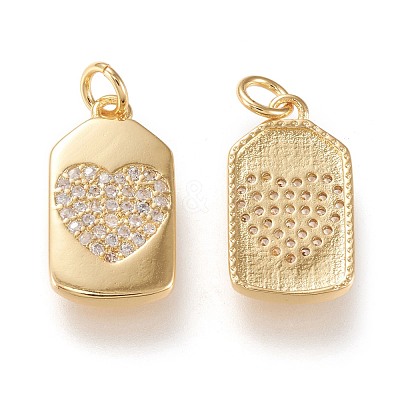 Brass Micro Pave Clear Cubic Zirconia Pendants ZIRC-K086-07G-1