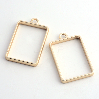 Matte Style Rack Plating Alloy Rectangle Open Back Bezel Pendants PALLOY-S047-28C-FF-1