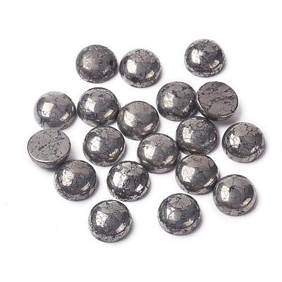 Half Round Natural Pyrite Cabochons G-I125-09-10x4mm-1