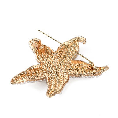 Starfish Alloy Rhinestone Lapel Pins for Backpack Clothes JEWB-H032-01G-1