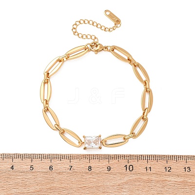 304 Stainless Steel & Cubic Zirconia Link Bracelets SA-CBAF756-06G-1