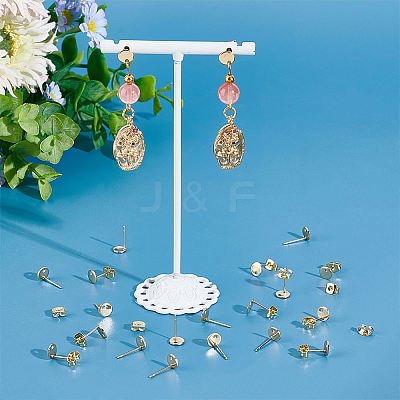 40Pcs 201 Stainless Steel Stud Earring Findings STAS-UN0042-53-1