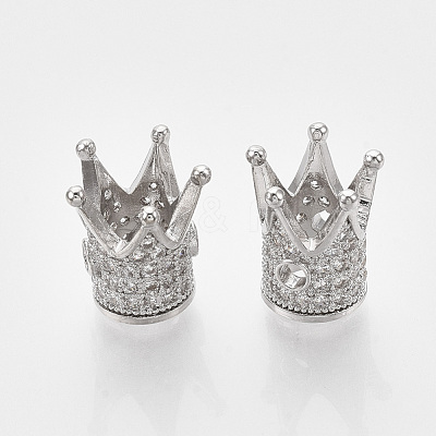 Rack Plating Brass Cubic Zirconia Beads ZIRC-S034-02P-1