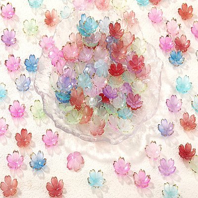 210Pcs 6 Colors Acrylic Bead Caps OACR-SZ0001-47-1