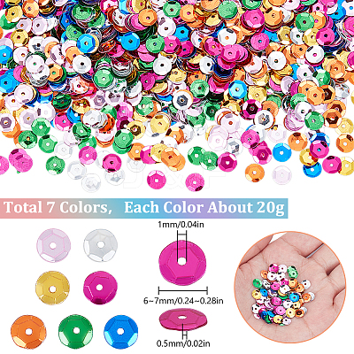 140G 7 Colors Plastic Paillette Beads PVC-SC0001-13-1