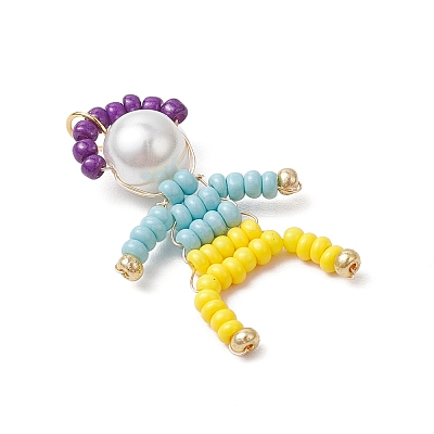 Glass Seed Bead with Glass Pearl Round Bead People Pendants PALLOY-MZ00643-1
