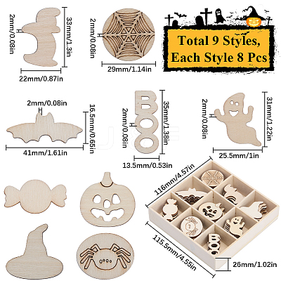 1 Set Halloween Theme Wooden Pendant Decorations WOOD-SC0001-92A-1