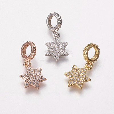 Brass Cubic Zirconia European Dangle Charms KK-P134-04-1
