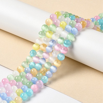 Natural Selenite Dyed Beads Strands G-P493-02D-1