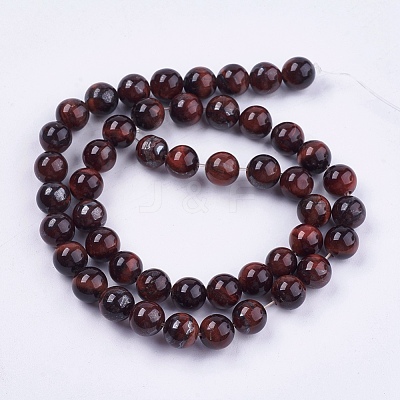 Natural Red Tiger Eye Stone Bead Strands X-G-R193-08-8mm-1