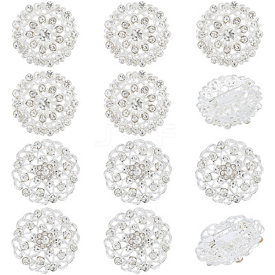 10Pcs 2 Style Crystal Rhinestone Flower Brooch Pin JEWB-GF0001-30-1