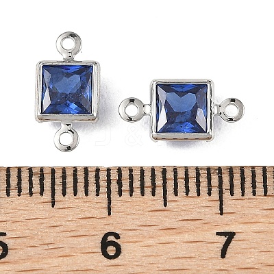 SHEGRACE Brass Pave Cubic Zirconia Square Connector Charms XGRQ2O562-440C-P-1