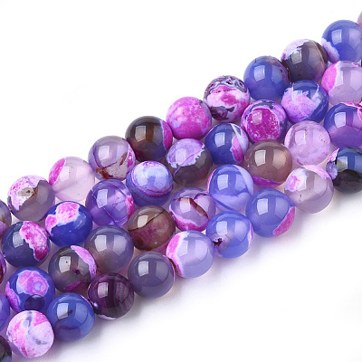 Natural Fire Crackle Agate Beads Strands G-S346-8mm-11-1