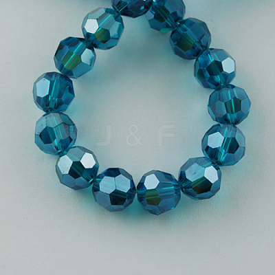 Faceted(32 Facets) Electroplate Glass Bead Strands X-EGLA-R015-6mm-21-1