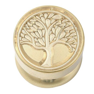 Golden Tone Round Wax Seal Brass Stamp Heads AJEW-M040-01G-R-1