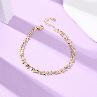 Brass Link Chain Bracelets for Women BJEW-C140-26G-1