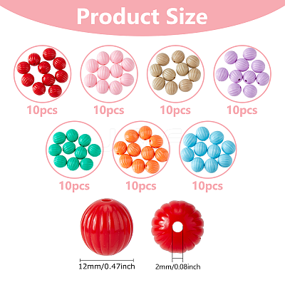 70Pcs 7 Colors Acrylic Beads FIND-DC0006-33-1