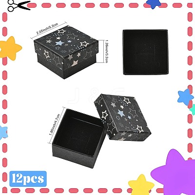 12Pcs Star Print Paperboard Jewelry Gift Boxes CON-FS0001-25-1