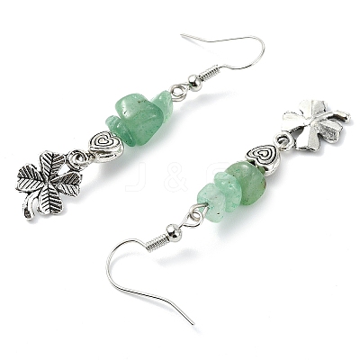 Natural Green Aventurine Chip Dangle Earrings Set for Women EJEW-JE06249-01-1