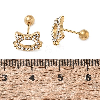 304 Stainless Steel Crystal Rhinestone Animal Cartilage Earrings SA-CBA1F7E-01G-04-1