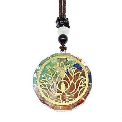 Orgonite Chakra Natural & Synthetic Mixed Stone Pendant Necklaces PZ4674-14-1