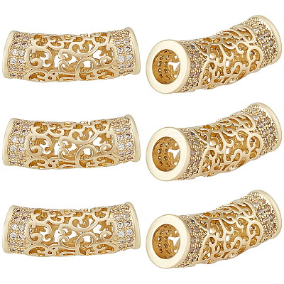 6Pcs Brass Micro Pave Cubic Zirconia Beads ZIRC-BBC0002-44G-1