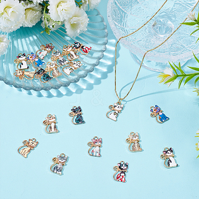 20Pcs 10 Colors Alloy Enamel Pendants ENAM-ME0001-22-1