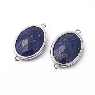 Platinum Tone Brass Lapis Lazuli Links connectors G-F339-B09-1