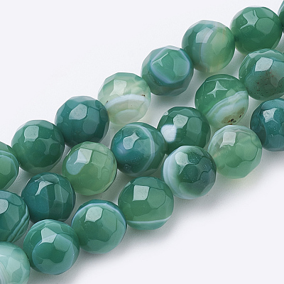 Natural Striped Agate/Banded Agate Beads Strands G-S281-51A-6mm-1