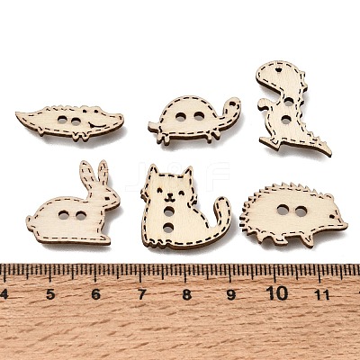 2-Hole Animal Theme Wood Buttons WD-CBA9CDE-02A-1