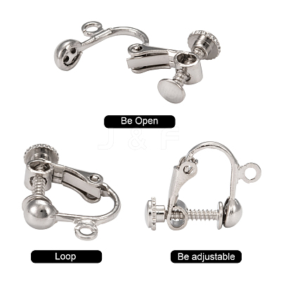 Brass Clip-on Earring Findingsfor non-pierced Ears X-EC143-NF-1
