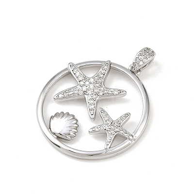 Ocean Brass Micro Pave Cubic Zirconia Pendants KK-K411-04C-P-1