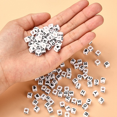 Opaque Acrylic Horizontal Hole Letter Beads SACR-YW0001-44-1