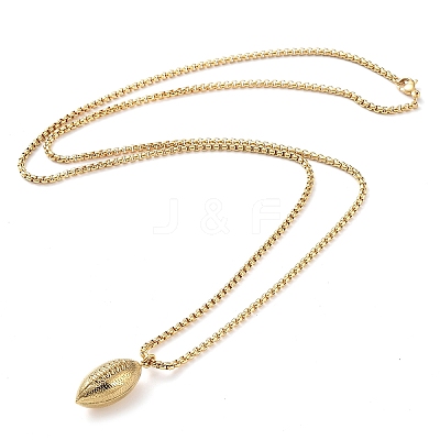 PVD Vacuum Plating 304 Stainless Steel Rugby Pendant Necklaces NJEW-Z023-02G-1