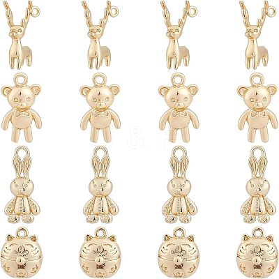 16Ppcs 4 Style Rack Plating Brass Pendants KK-FH0003-92-1