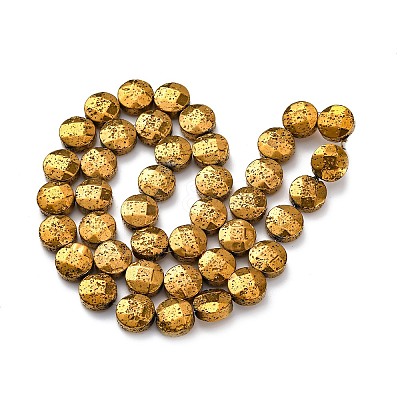Electroplated Natural Lava Rock Beads Strands G-A256-F01-01E-1