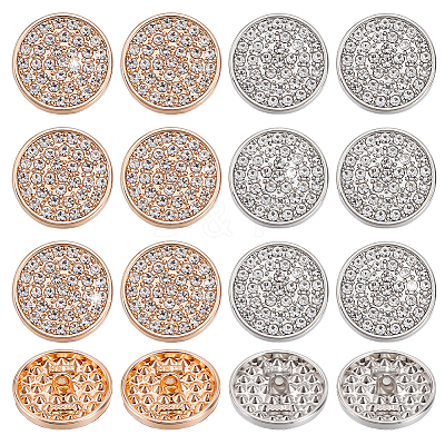 16Pcs 2 Colors 1-Hole Zinc Alloy Rhinestone Shank Buttons BUTT-GA0001-38-1