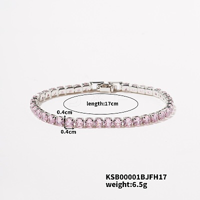 Brass Cubic Zirconia Chain Bracelets UE0226-6-1