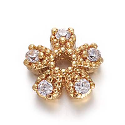 Brass Micro Pave Cubic Zirconia Bead Cap ZIRC-E158-10G-1