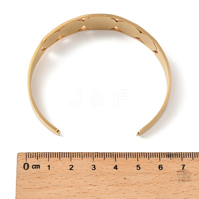 Religion 201 Stainless Steel Cuff Bangles for Women BJEW-F507-02G-1