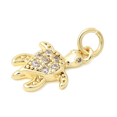Brass Pave Clear Cubic Zirconia Pendants KK-G554-08B-G-1