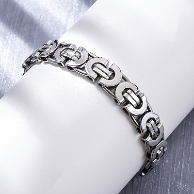 304 Stainless Steel Byzantine Chain Bracelets for Women Men BJEW-R018-22P-02-1
