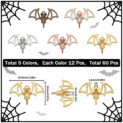 60Pcs 5 Colors Alloy Pendants FIND-SC0007-26-1