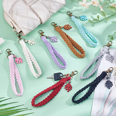 8Pcs Handmade Macrame Cotton Threads Wrist Strap Pendant Decoration HJEW-PH01990-1