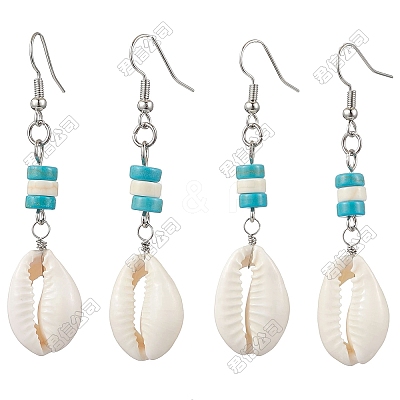 2Pair Natural Cowrie Shell Dangle Earrings EJEW-JE06262-S-1