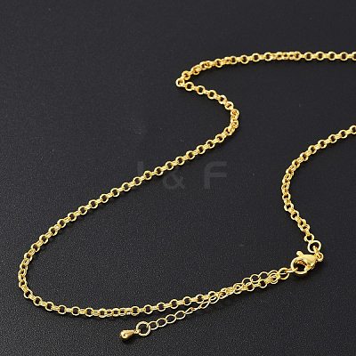 Brass Double Link Chains Necklaces for Women NJEW-D302-37G-1