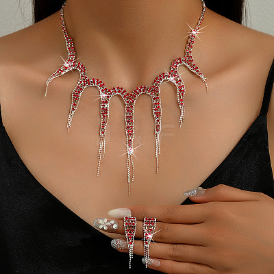 Octopus Alloy Rhinestone Pendant Necklaces & Stud Dangle Earrings Sets FS-WG9BFDE-02-1