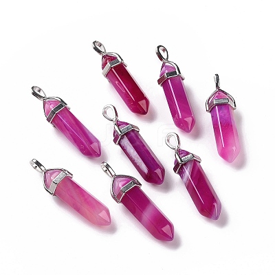 Natural Agate Double Terminated Pointed Pendants G-F295-05H-1