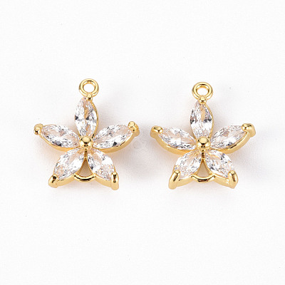 Brass Micro Pave Clear Cubic Zirconia Link Connectors X-ZIRC-S068-022-NF-1