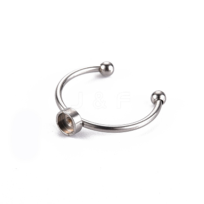 Non-Tarnish 201 Stainless Steel Cuff Pad Ring Settings X-STAS-S080-042A-P-1
